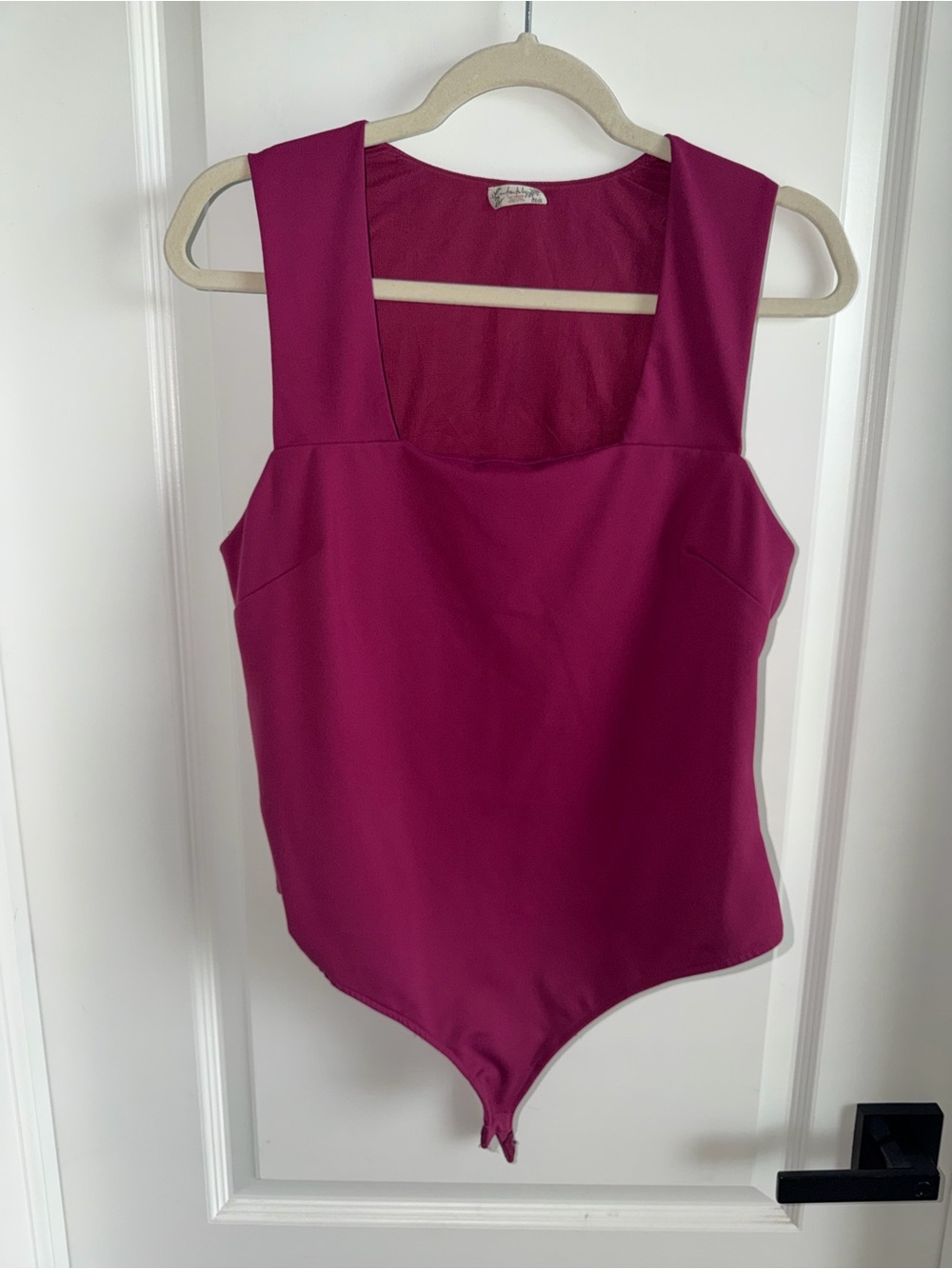 Free People Intimately Bodysuit Large Fuchsia Pink Square Neck Open Back Thong